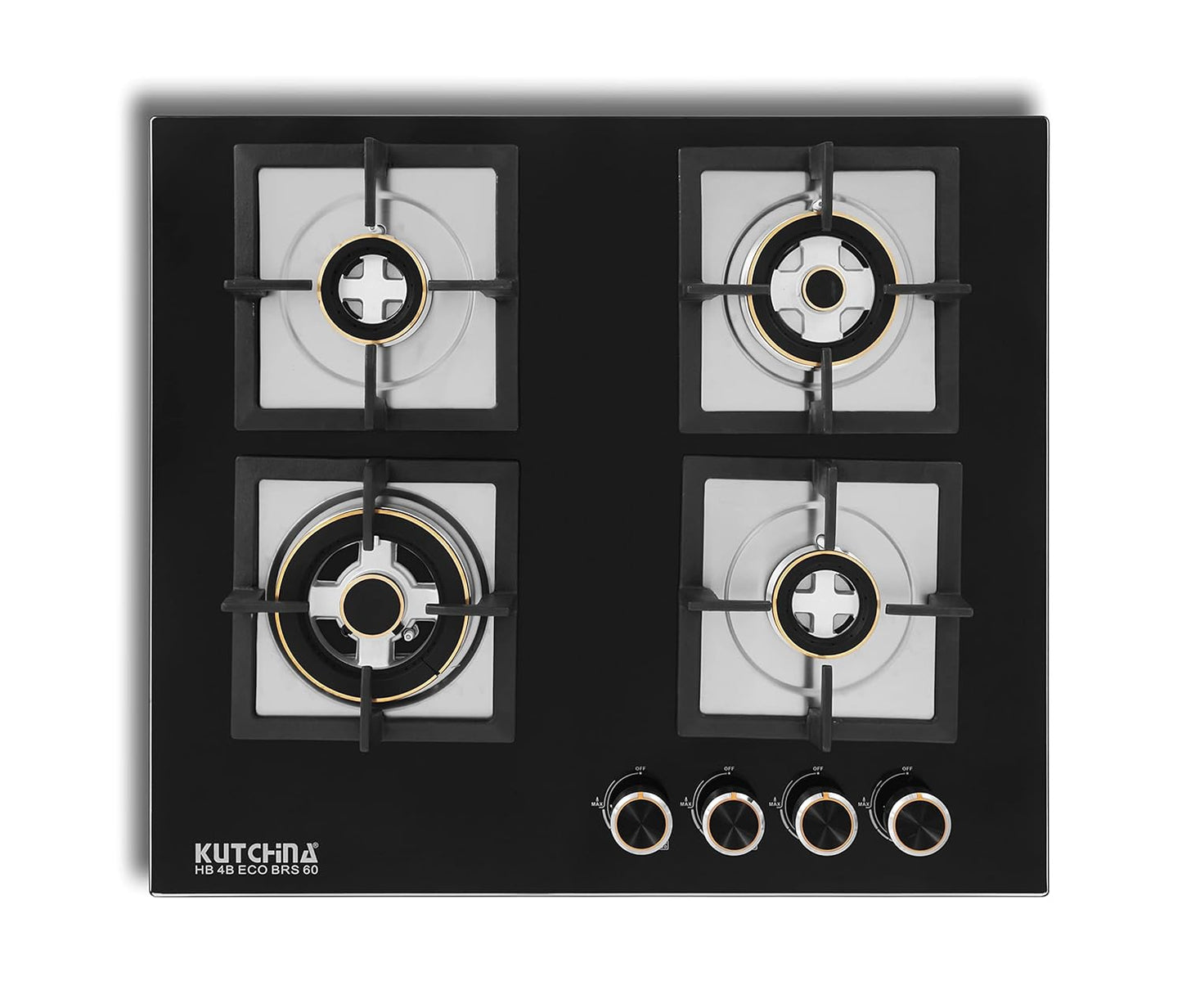 Kutchina Marica HB 4B ECO BRS 60 Hob Gas Stove 4 Burner-Hob Top Glass Automatic Gas Stove Glass Automatic Hob (4 Burners)