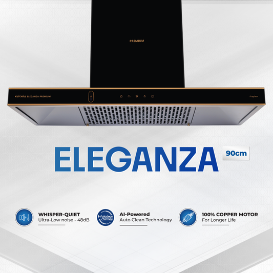 Kutchina ELEGANZA 90 PREMIUM 1800 CMH 90 cm Auto Clean Chimney (Wall Mounted, Black)