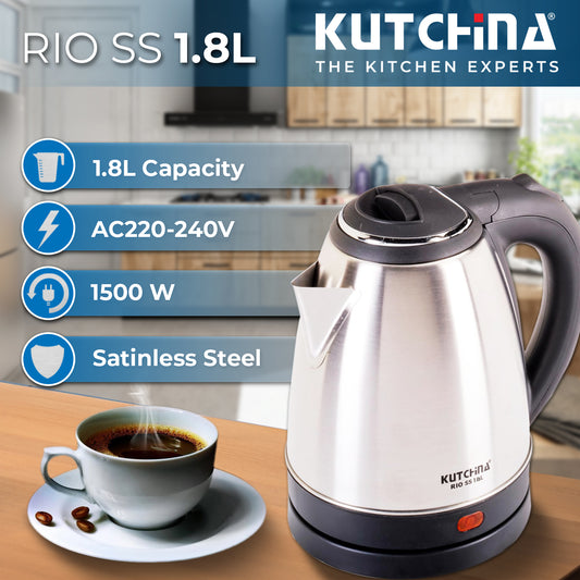 Kutchina Rio SS 1.8L Electric Kettle, Stainless Steel