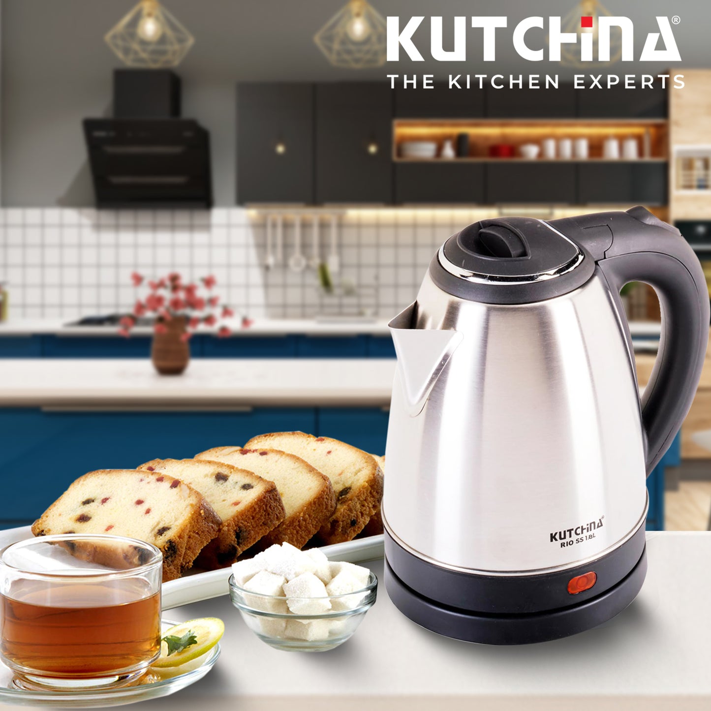 Kutchina Rio SS 1.8L Electric Kettle, Stainless Steel