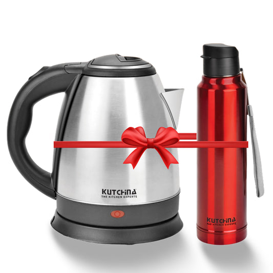 Kutchina EVA SS Electric Kettle with Thermosteel Water Bottle Combo