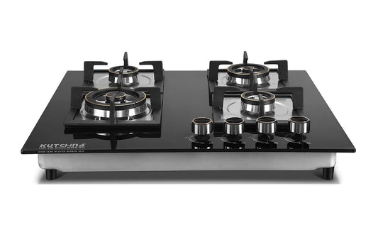 Kutchina Marica HB 4B ECO BRS 60 Hob Gas Stove 4 Burner-Hob Top Glass Automatic Gas Stove Glass Automatic Hob (4 Burners)