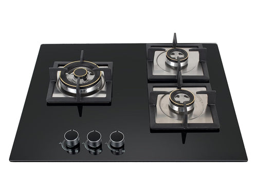 Kutchina Marica HB 3B ECO BRS 60 Hob Gas Stove 3 Burner, Cooking Hob 3 Burner Gas Stove Glass Automatic Hob (3 Burners)