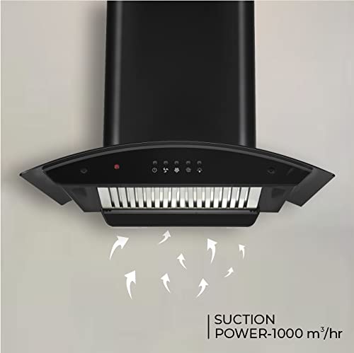 Kutchina Cella Excel 60 cm 1000 CMH 60 cm Auto Clean Chimney (Wall Mounted, Black)