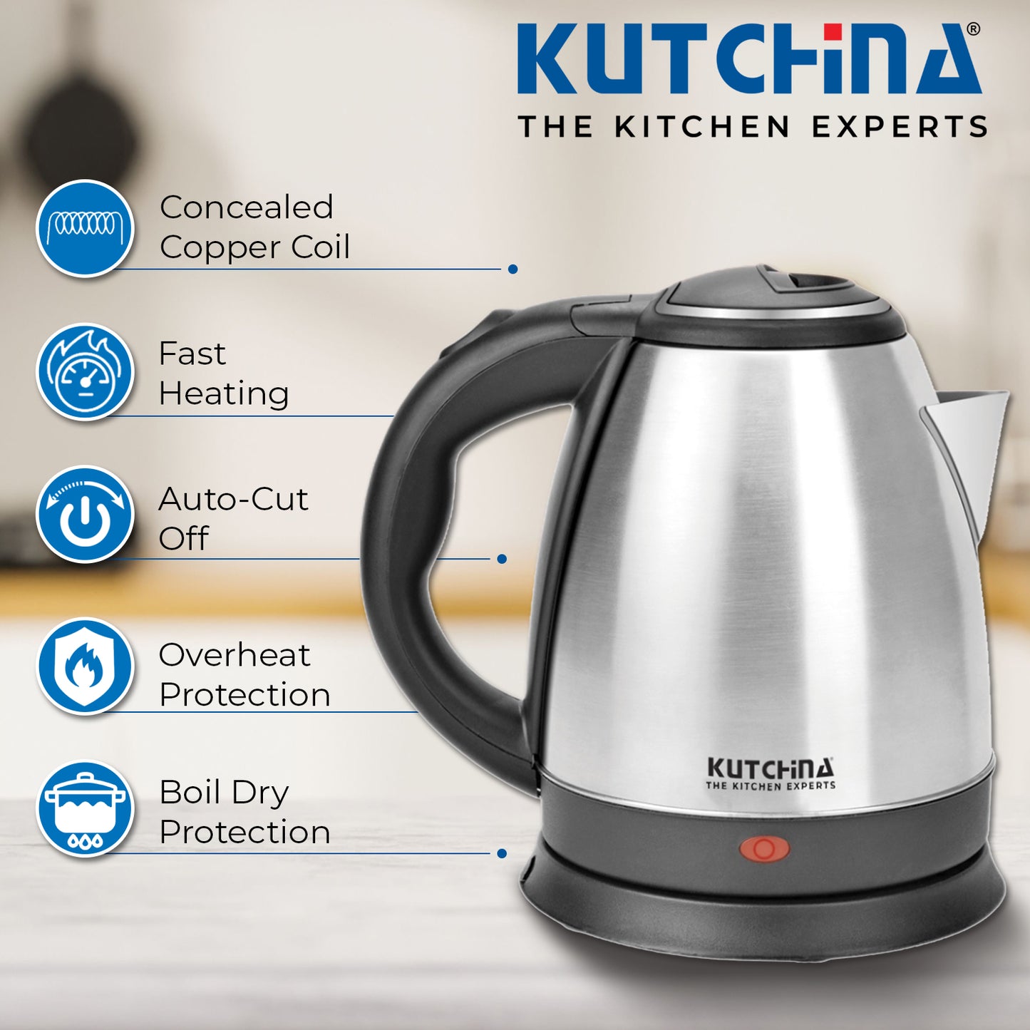Kutchina EVA SS Electric Kettle with Thermosteel Water Bottle Combo