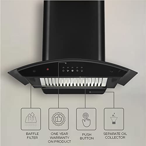 Kutchina Cella Excel 60 cm 1000 CMH 60 cm Auto Clean Chimney (Wall Mounted, Black)