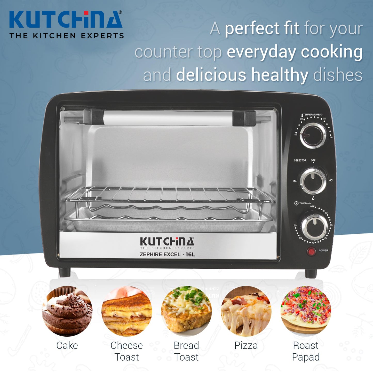 Kutchina Zephire Excel 16L Oven Toaster Griller (OTG), Black