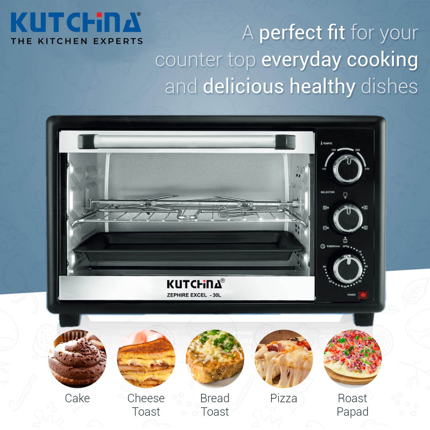 Kutchina Zephire 30L Oven Toaster Griller (OTG), Black