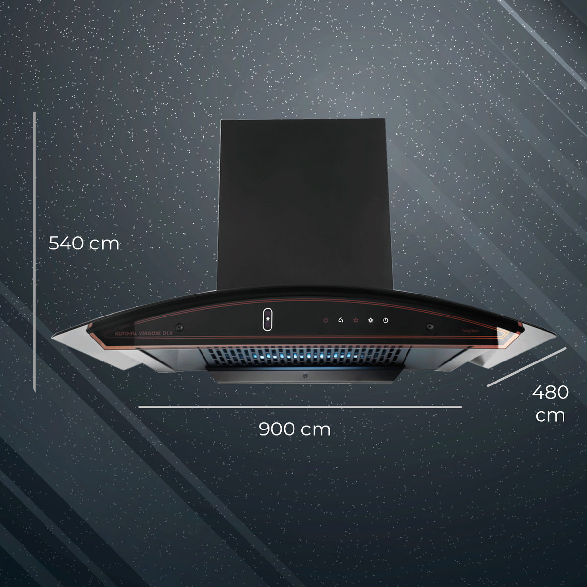 Kutchina Virgose DLX 90 1400 CMH 90 cm Auto Clean Chimney (Wall Mounted, Black)