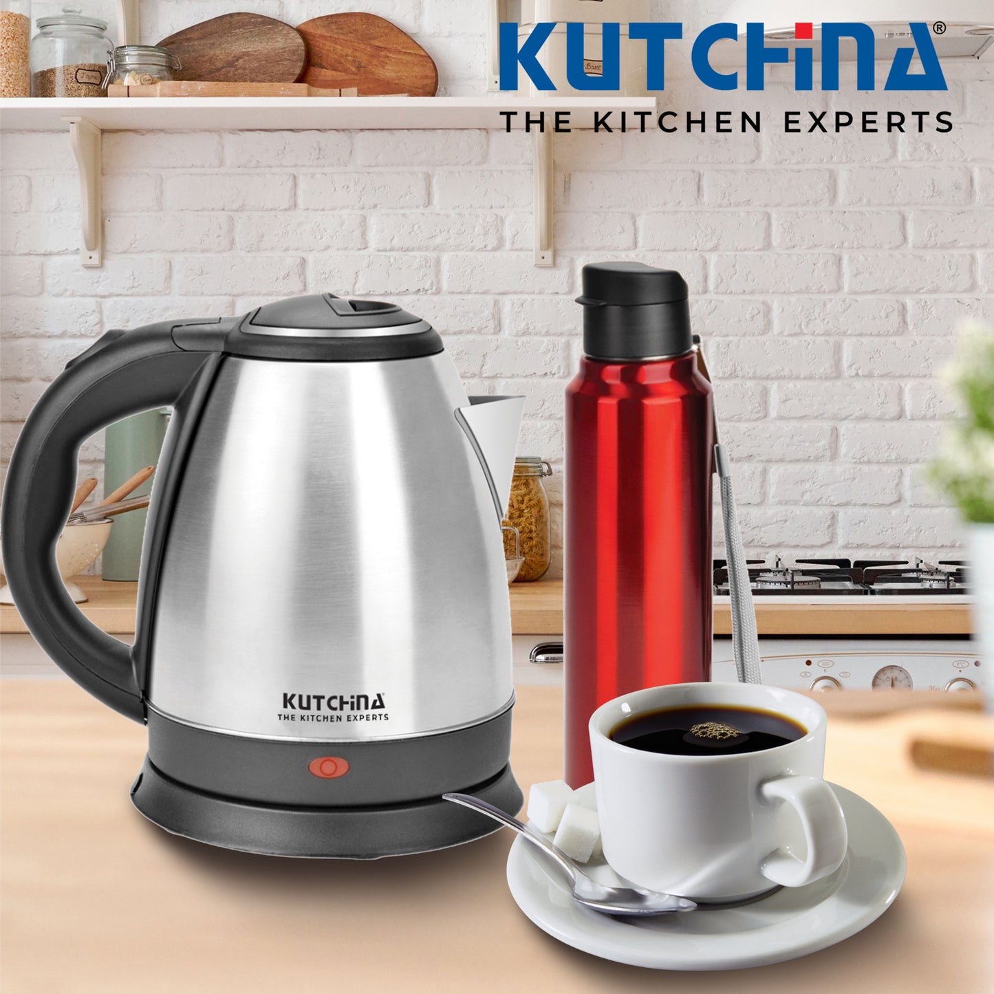 Kutchina EVA SS Electric Kettle with Thermosteel Water Bottle Combo