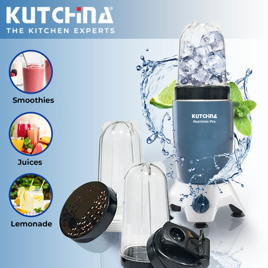 Kutchina Nutrimix Pro Nutri Blender 400 W Juicer Mixer Grinder (Bullet Mixer Grinder | 3 Jars | Blue)