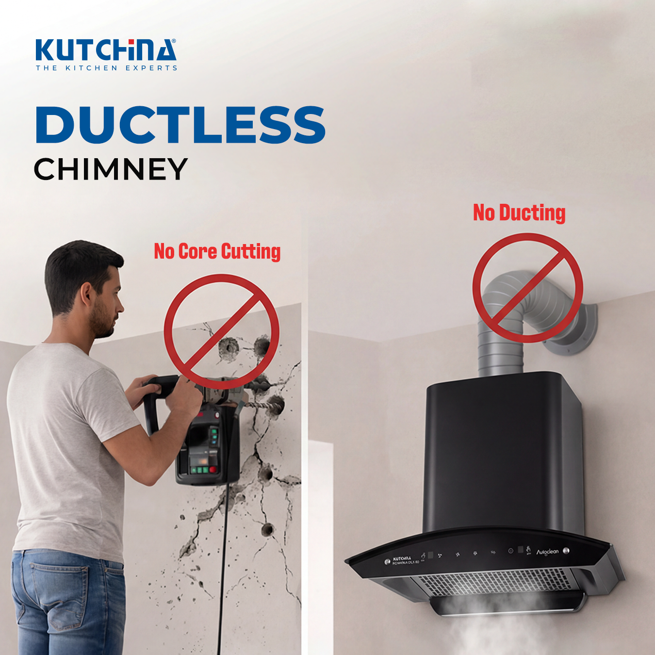 Kutchina ROMANIA DLX 60 1300 CMH 60 cm Ductless Plug & Play Touch & Wave Sensor Control Auto Clean Chimney (Wall Mounted, Black)