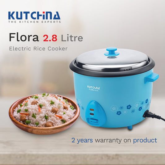 Kutchina Flora Rice Cooker 2.8L, Non-Stick with Steaming Feature