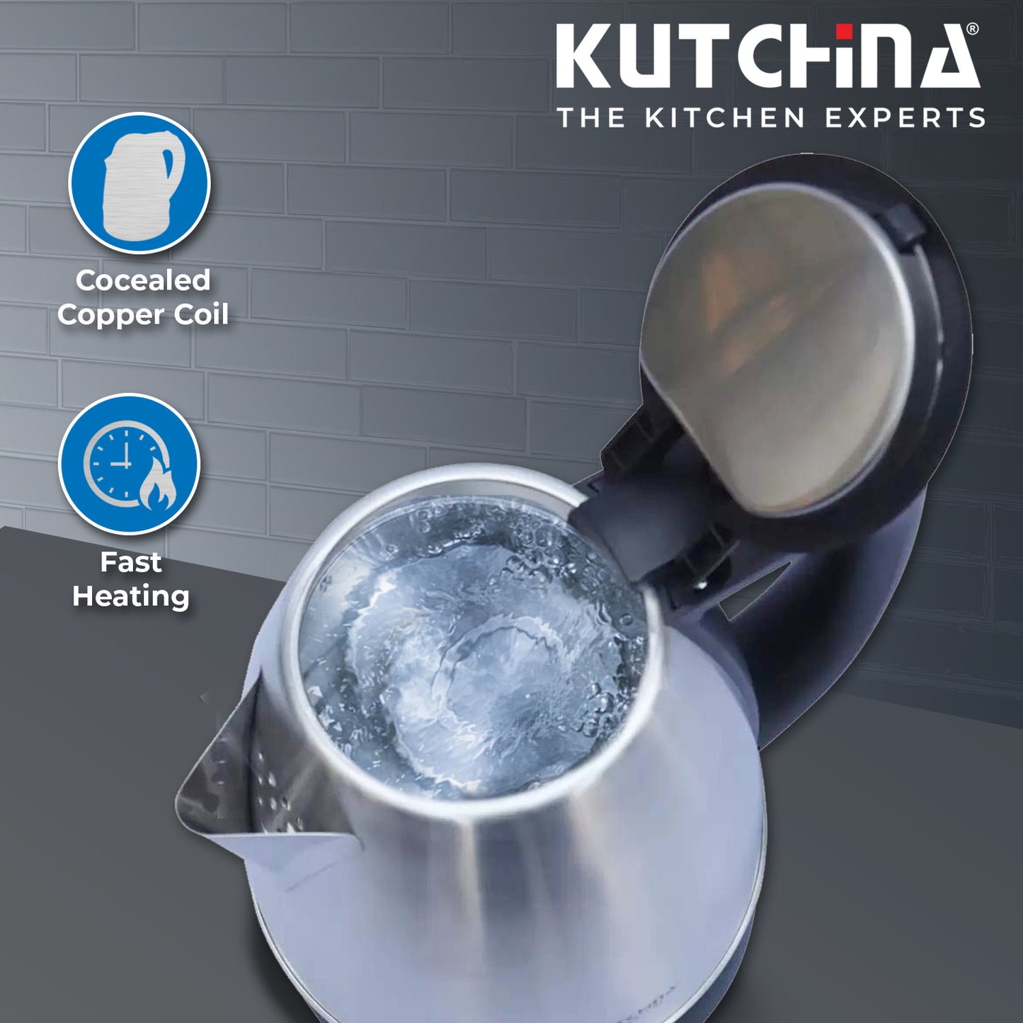 Kutchina Rio SS 1.8L Electric Kettle, Stainless Steel
