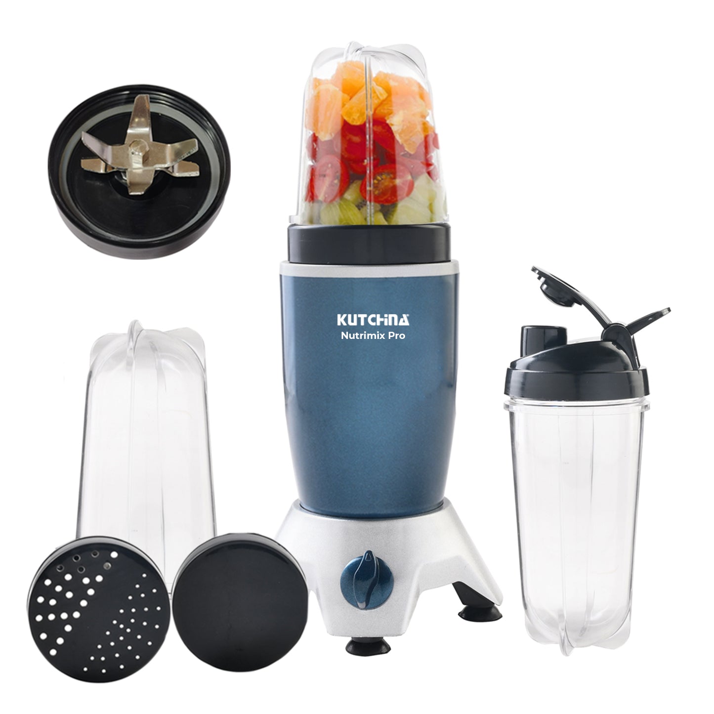 Kutchina Nutrimix Pro Nutri Blender 400 W Juicer Mixer Grinder (Bullet Mixer Grinder | 3 Jars | Blue)